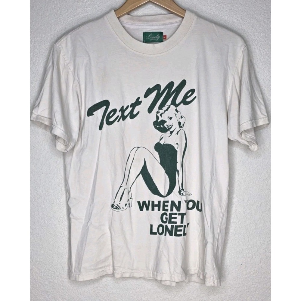 Lonely Ghost Men S Ask Me Why Im Lonely Graphic T-Shirt Beige Grunge Retro Boxy